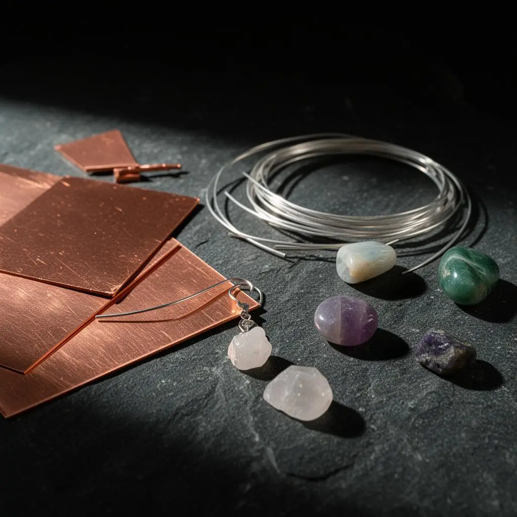 Materiales y piedras del taller